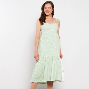 LC Waikiki Maternity Midi Dress M | Cottagecore Boho Floral Tiered Flowy